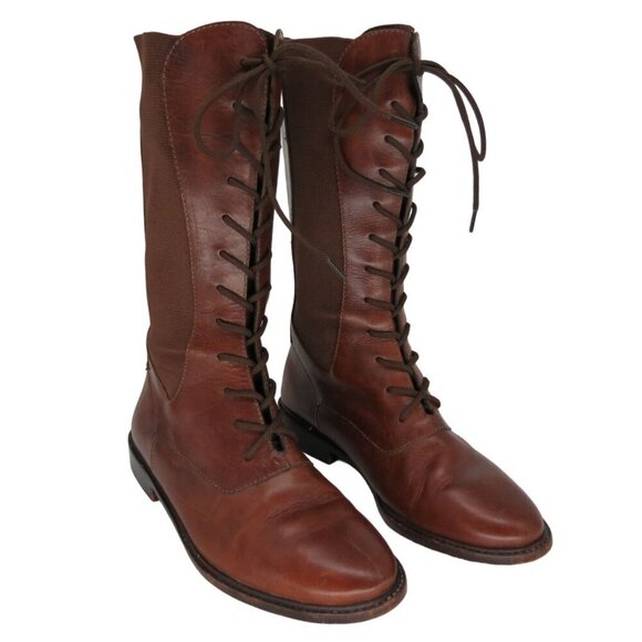 Cole Haan Shoes - Vintage COLE HAAN Country Women's Brown Leather Tall Lace-up Riding Boots 8B